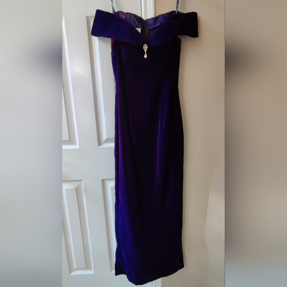 Vintage Jessica McClintock Gunne Sax Velvet Deep Purple Dress 9/10